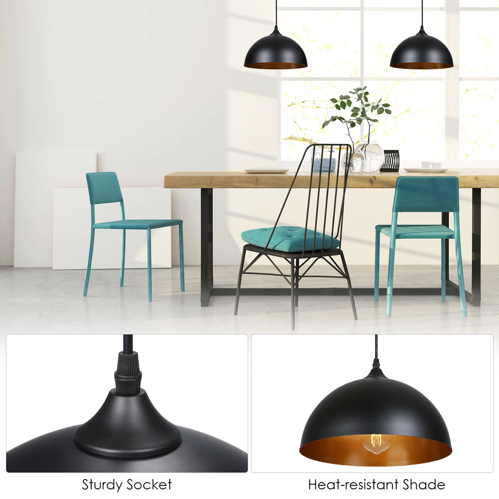 Plug-in Metal Pendants Light Black Lampshades Industrial Hanging Ceiling Lamp with 4.5m/14.76ft Cord On/Off for Living Room Vue