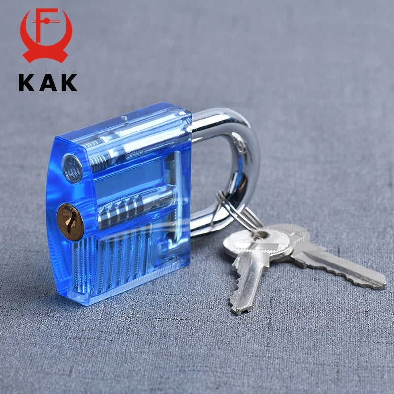 KAK Transparent Practice Padlock with Keys 80x50mm DIY Visible Lock Pick Tools Cutaway Practice Padlock Training Locksmith Tool Vue