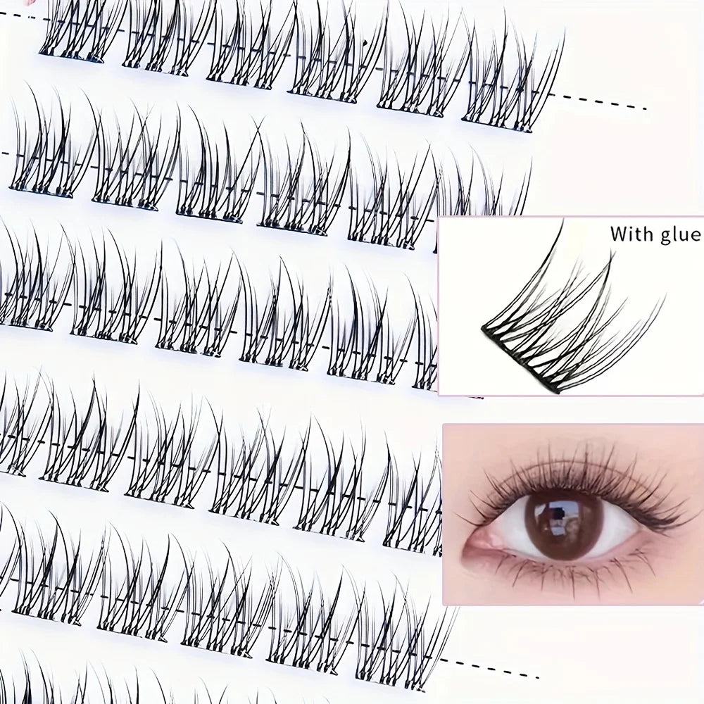 Self-Adhesive Eyelashes - No Glue Needed, C-Curl, Japanese-Korean Beauty Series for Everyday &Special Events-Beginner-Friendly Vue Fishtail