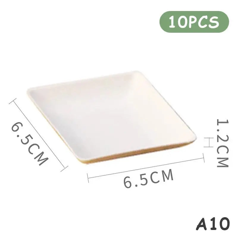 10 White Compostable Dessert Plates Snack Made Sugarcane Waste Vue A10
