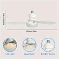 40W Socket Ceiling Fan with Light, 20.5in Screw Ceiling Fans with LED with Remote for Bedroom, Garage and Kitchen Vue 40W 52cm Fan Light 6