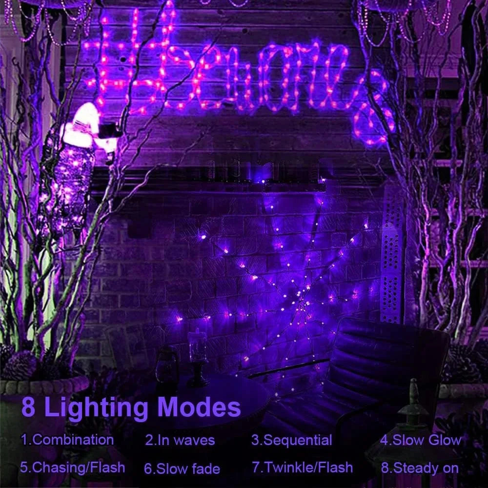 Halloween Haunted House Layout Spider Web LED Light Battery Operated Indoor Outdoor Wall Ghost Festival Home Party Decor Light Vue