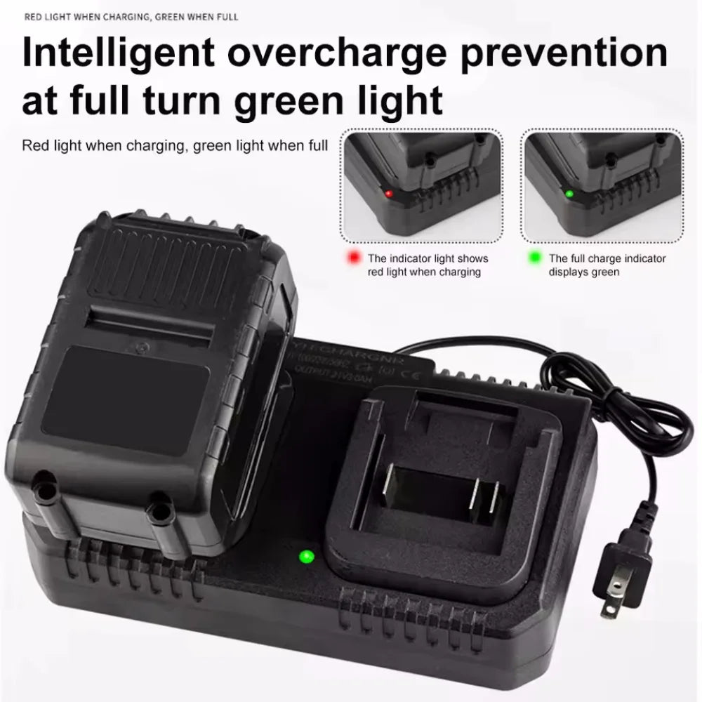Dual Slot Charger 18V 21V Li-ion Battery Charger for Makita BL1415 BL1815 BL1830 BL1850 Electric Drill Power Tools EU US Plug Vue