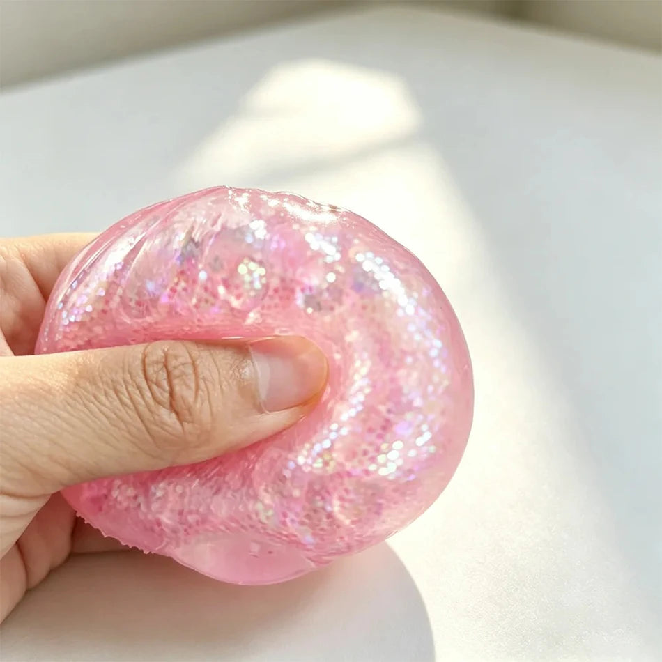 Mini Steamed Bun Squeeze Toy Simulation Bao Stress Relief Fidget Toy with Beads Sparkles Squishy Sensory Decompression Accessory Vue