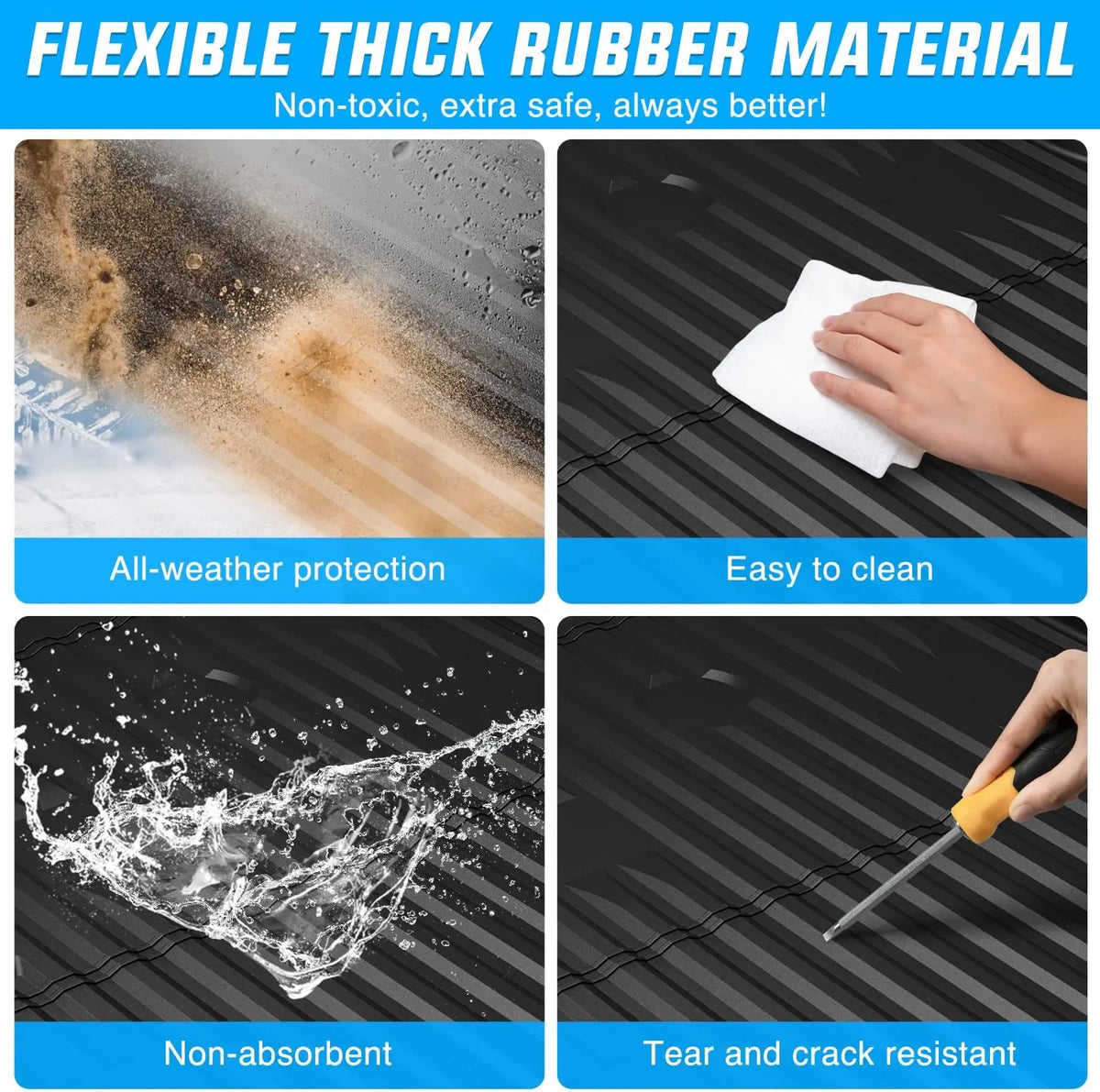 Nilight Truck Bed Mat Compatible with 1999-2016 Ford Super Duty F250/F350/F450 6.8 FT, Heavy-Duty Cargo Liner, Non-Slip, All Weather Protection (Not Fit Drop-in Bed) Vue
