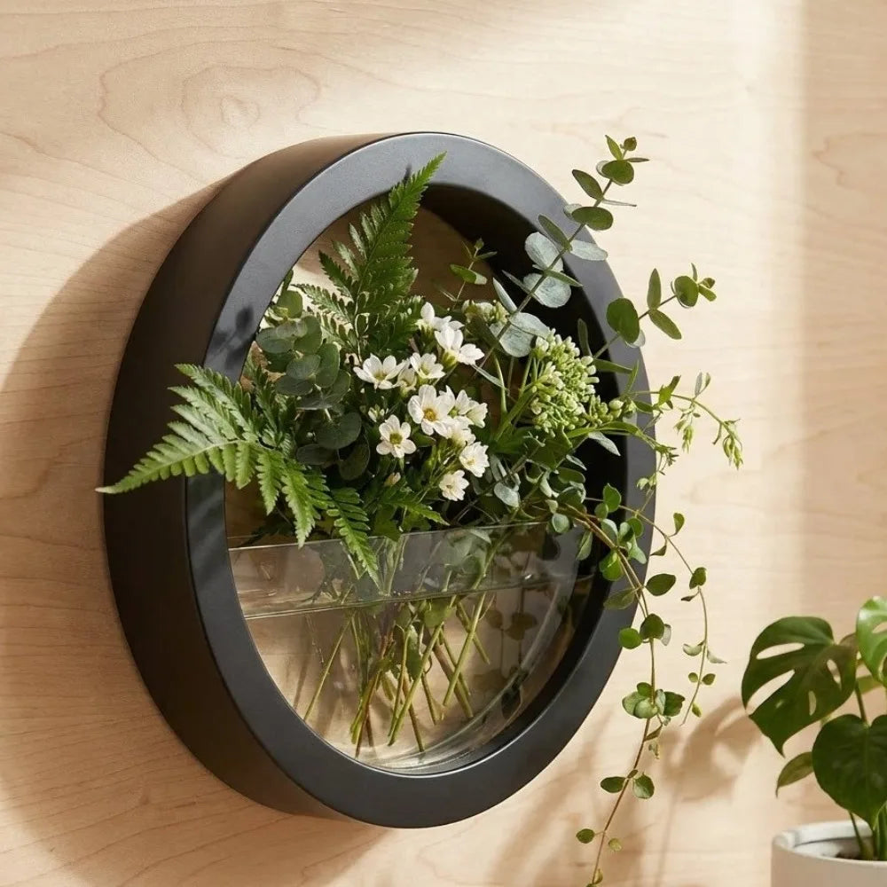 Planter Pot Round Wall-mounted Flowerpot Plastic Space Saving Plant Container Drill-Free Small Fish Tank Room Decoration Vue