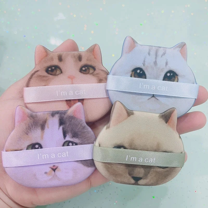 1pc Cute Cat Cosmetic Puff Air Cushion Powder Puff Soft Sponge Makeup Cosmetic Puff Dry Wet Dual-use Foundation Makeup Puffs Vue