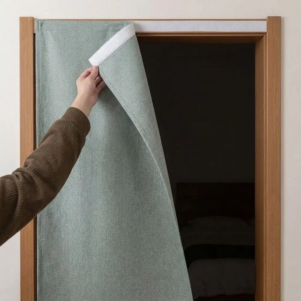 Self-Adhesive Blackout Curtains Light Blocking UV Protection Magic Tape Curtain Dust-proof Imitation Linen Texture Window Shade Vue