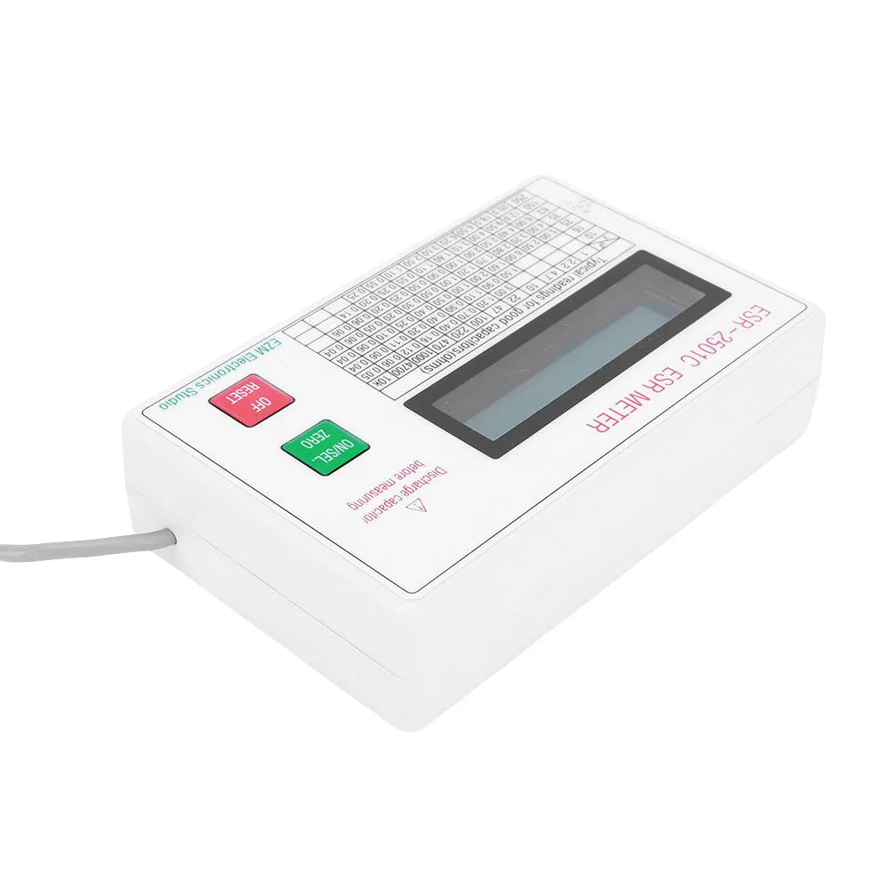 ESR DCR Tester Test In Circuit Capacitance Meter With Test Leads Clip Battery Circuit Tester Electrical Testing Meter Vue