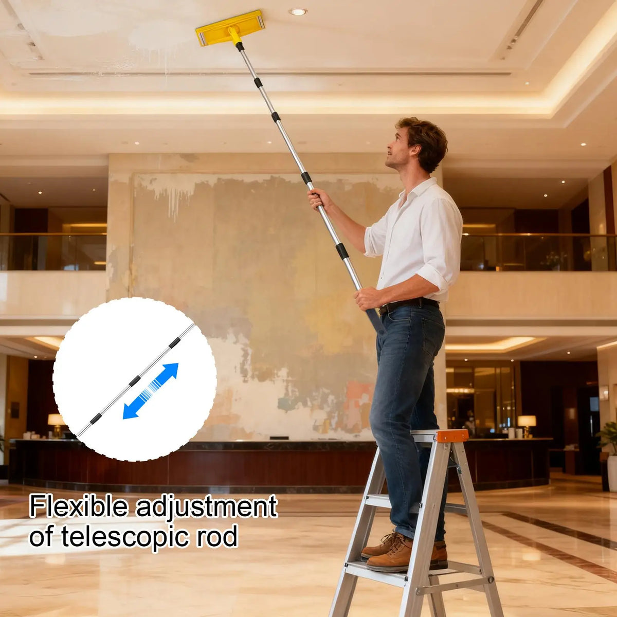Drywall Pole Sander Manual Hand Adjustable Wall Polishing Sanding Tool Extension Pole Ceiling Sander for Floors Ceilings Gypsum Vue