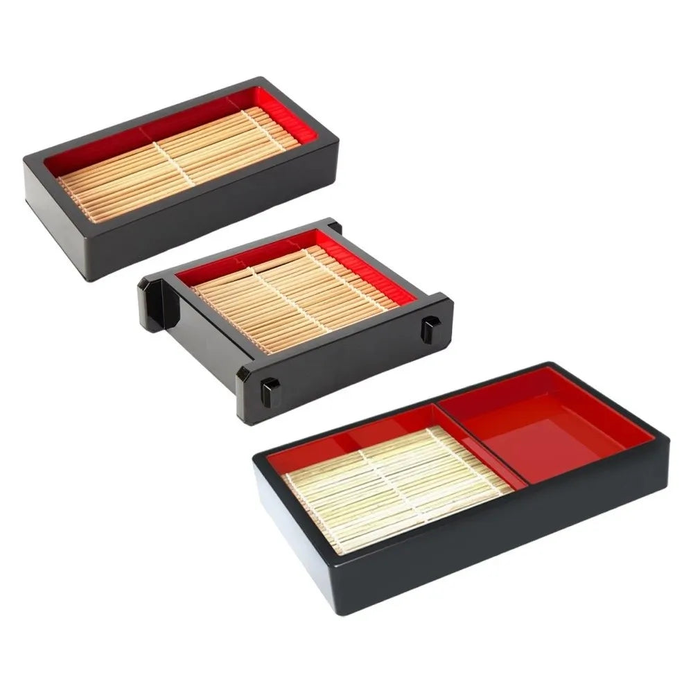 Tableware Multipurpose Cold Noodle Plate with Bamboo Mat Rectangle Sashimi Platter Plastic Food Platter Buffet Vue