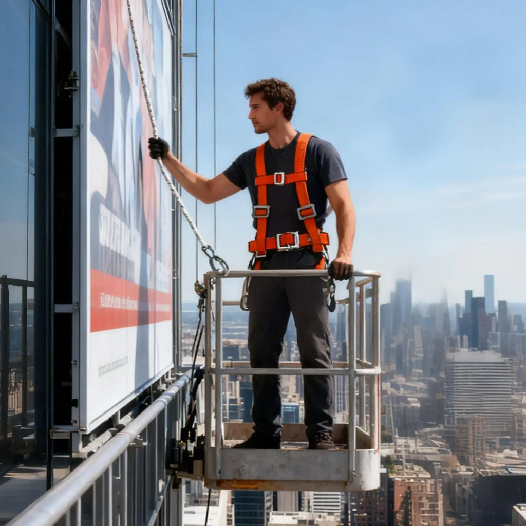 Adjustable Safety Harness Fall Protection, Double-Strap Full Body Harness for Window Cleaning, Warehouse, Construction & Work Vue