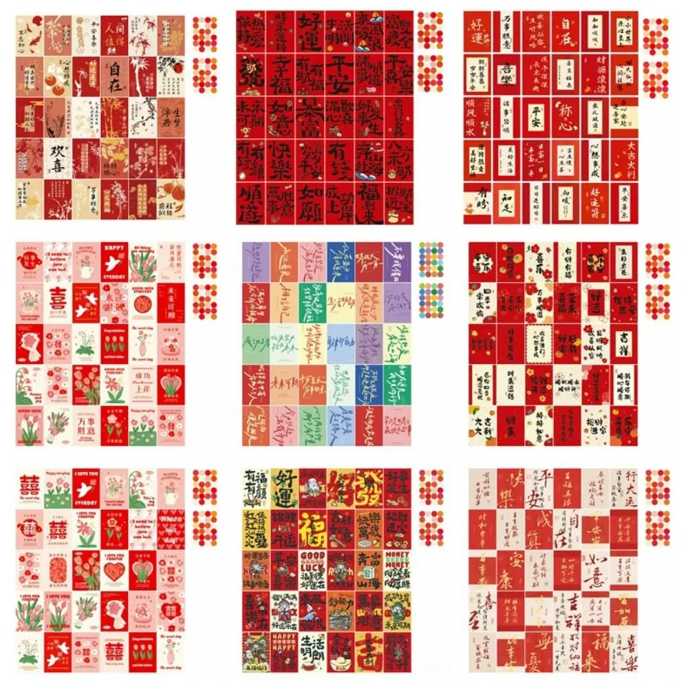 30 Sheets Traditional Creative Wall Poster Best Wishes Chinese New Year Supplies Chinese Wall Collage Kit Decorative Card Vue