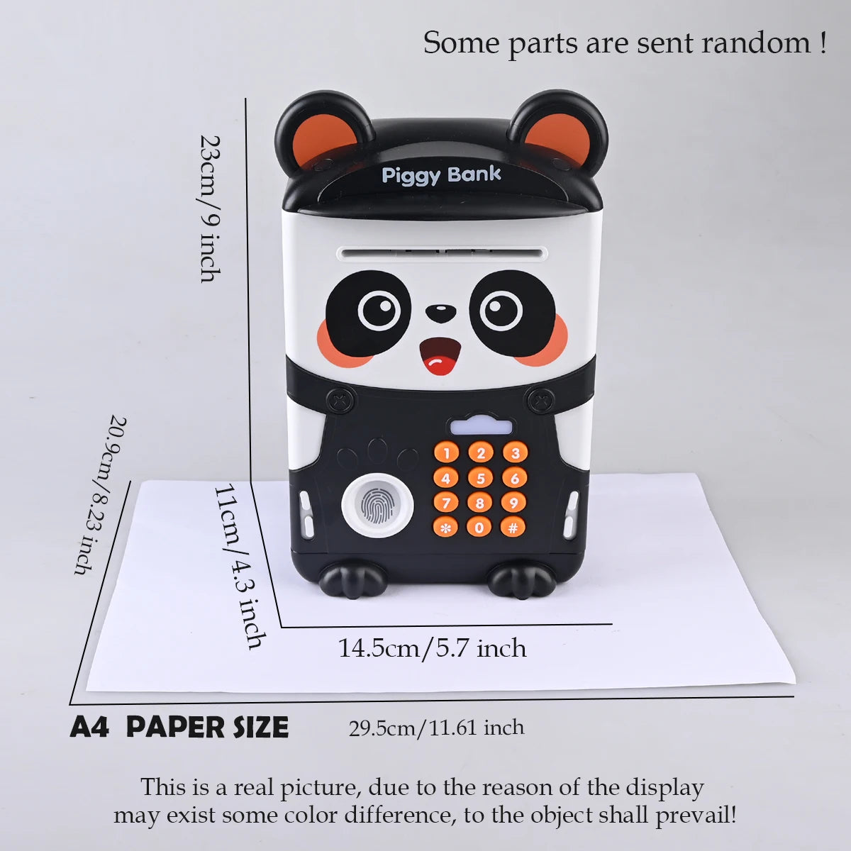 Panda Piggy Bank, Fingerprint Password Unlocking Automatic Induction Roll Simulation Creativity ATM Toys for 3+ Boys and Girls Vue