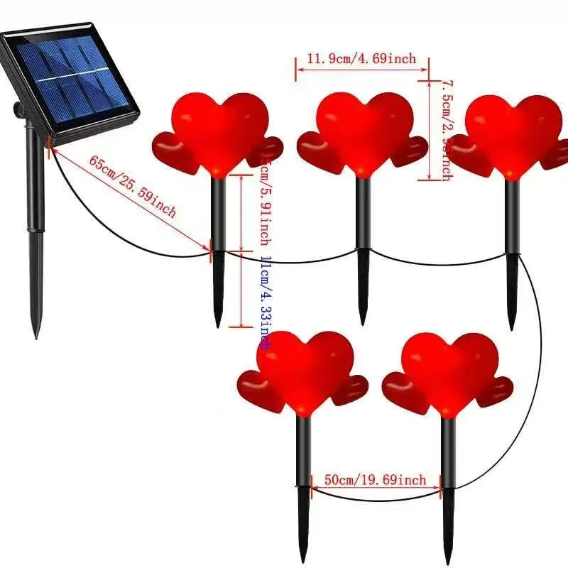 5pcs Solar-Powered Love Lights Outdoor Valentine's Day LED Lights Garden Decorations Pathway Lights Ground Plug Light N002 Vue