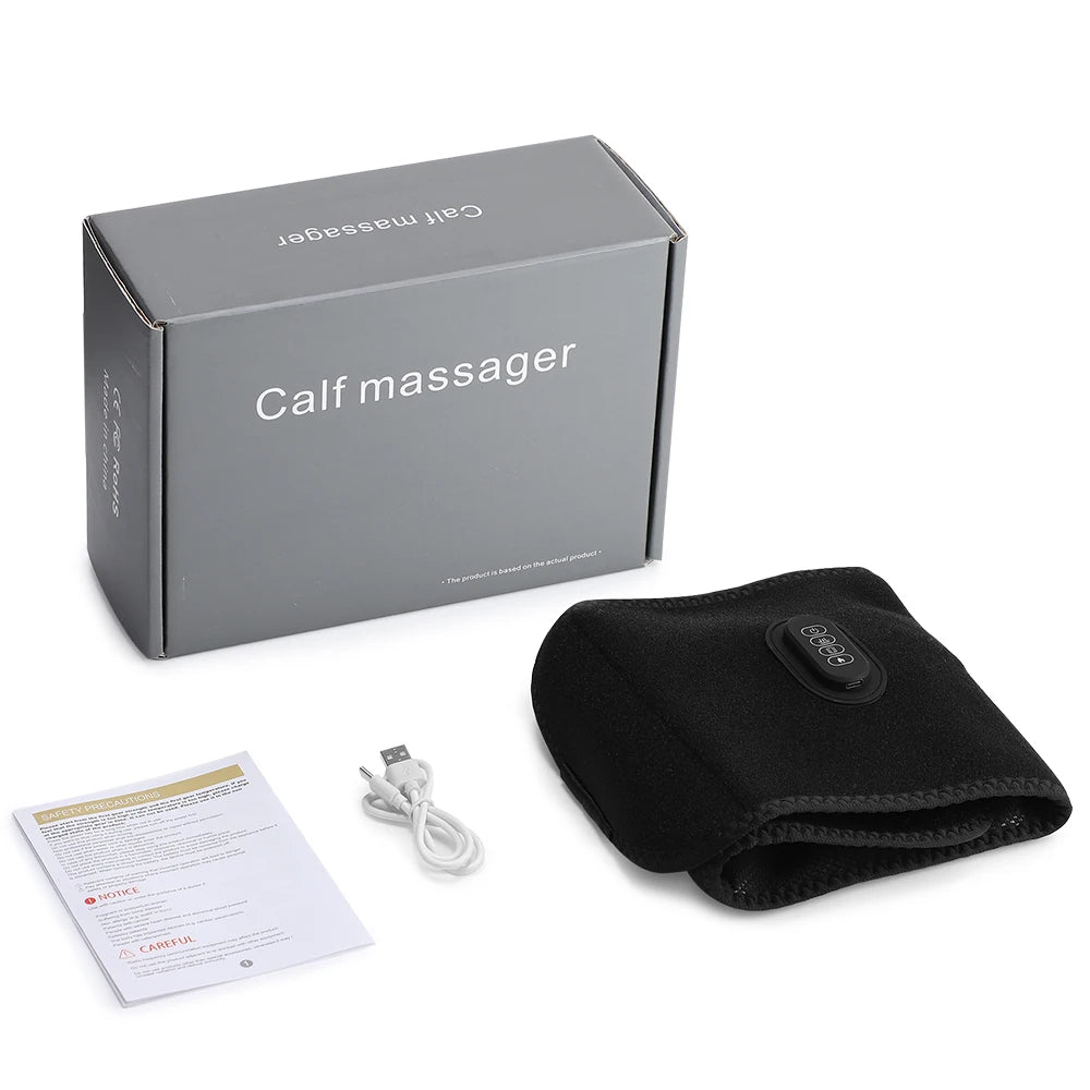 New Wireless AirPressure Calf Massager Electric Airbag Compresstion HotCompress Vibrate Massage Leg Muscle Relax Blood Circulate Vue black China Mainland