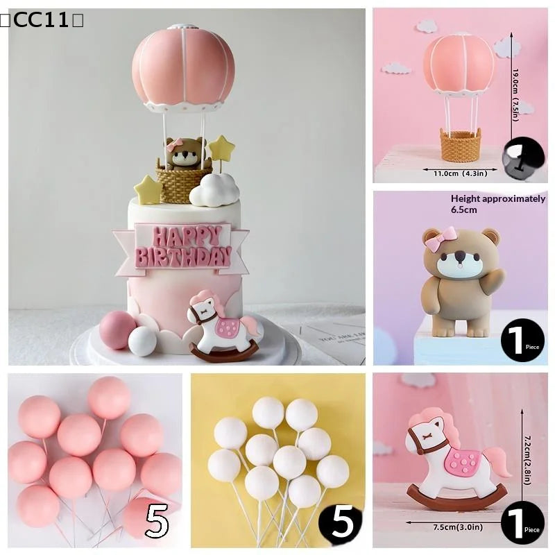 Blue Pink Air Balloon Cake Topper Gender Reveal Party Decoration Kids