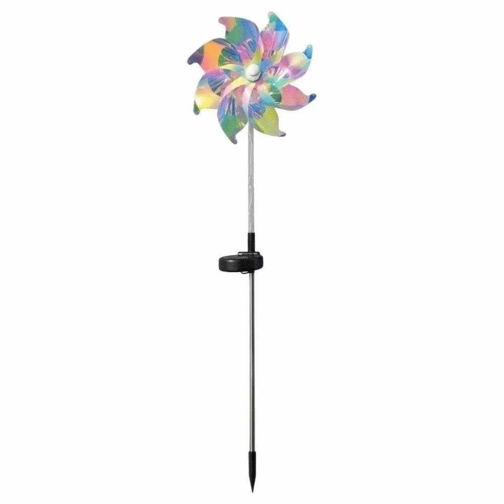 Creative Solar Powered Windmill Lamp Rotating Waterproof Turning Windmill Lawn Lamp Colorful Realistic Landscape Stake Lights Vue Windmill Lamp