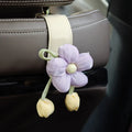 Portable Car Back Seat Hooks Leather Decorative Automotive Storage Hanger Space Saver Cute Tulip Flower Car Hooks Family Car Vue Purple