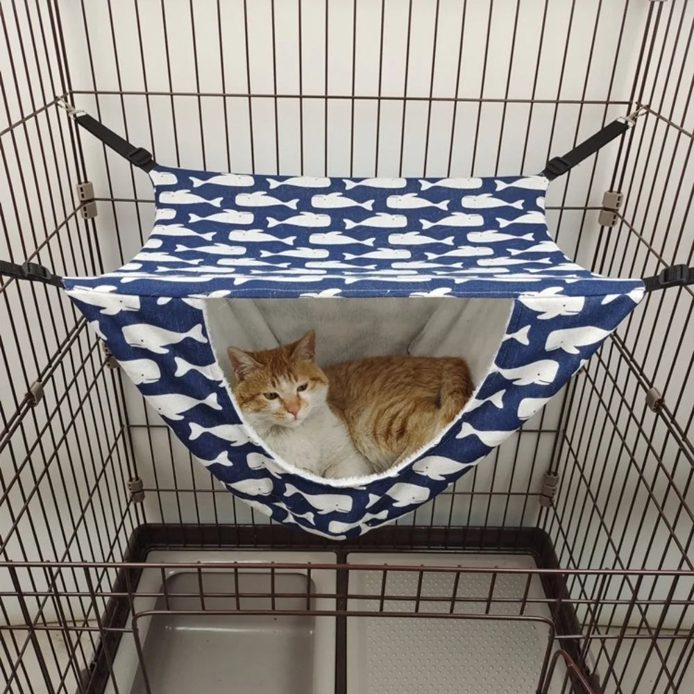 Breathable Cat Cage Hammock Sleeping House Adjustable Lanyard Kitten Swing Bed Thicken Cozy Cat Hanging Bed Cat Cage Accessories Vue