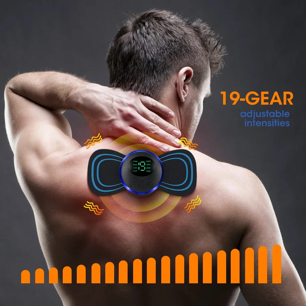 EMS Neck Massager Electric Cervical Vertebra Massage Patch for Muscle Pain Relief & Shoulder Relaxation Portable Neck Stretcher Vue
