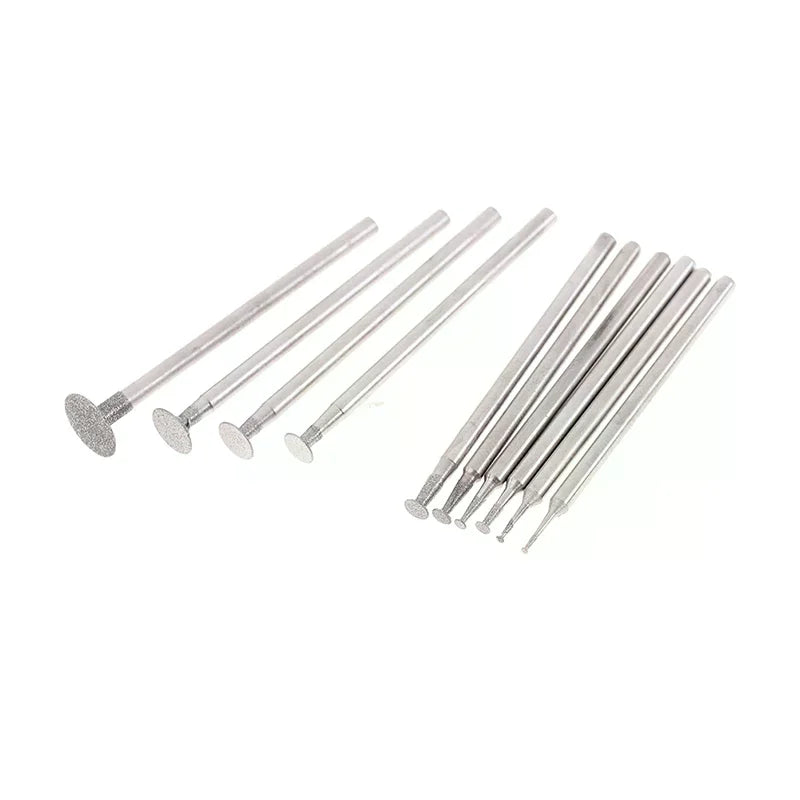 10PCS Ultra-Thin T Head Shank Diamond Mounted Point Stone Jade Carve Polish Engrave Tools Set Grinding Bit Accessory Vue