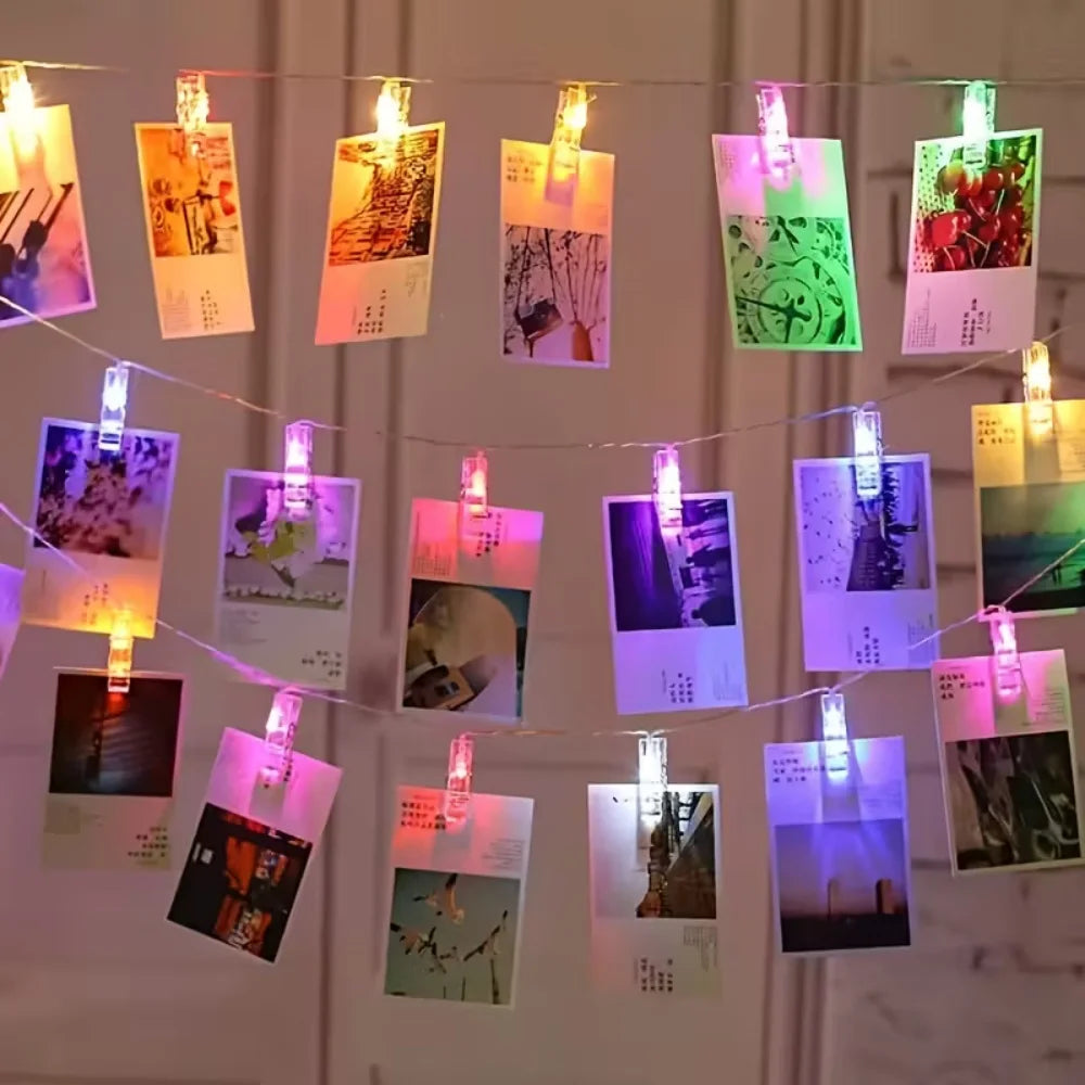1PC 1.5M/3M Battery Powered Photo Clip Indoor Light String, Used for Commemorative Days, Festivals, Picture Display, Party Vue Multicolor 1PC 3M20LED