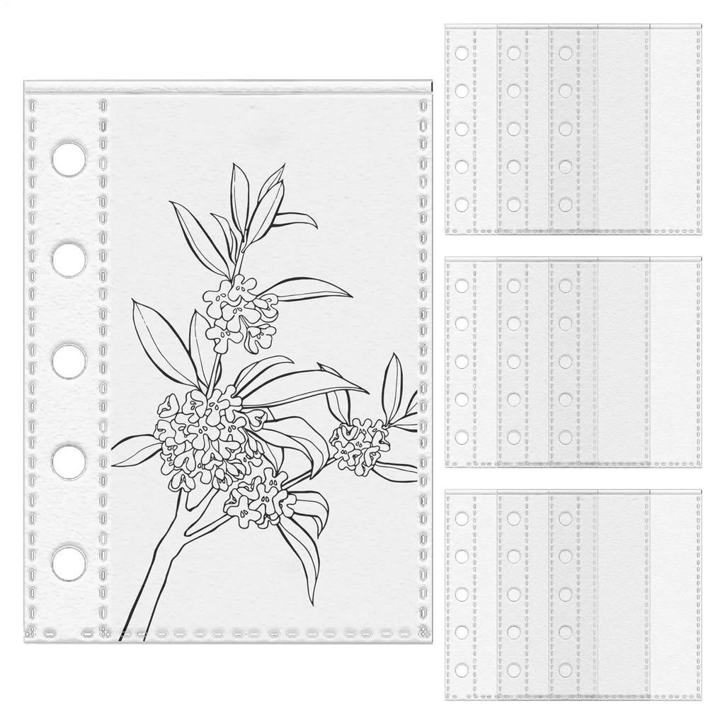 10Pcs M5 Binder Pockets 5-Ring Clear Folder Organizer Photocard Sleeve Sheets For Credit Business Card Money Protectors Vue
