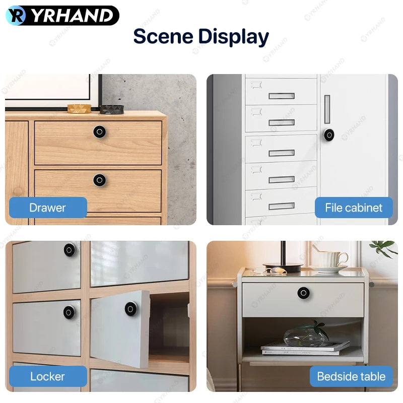 Fingerprint Drawer Lock Fingerprint Cabinet Lock for Valuable Private Storage Home or Office Drawers Cabinets Wardrobes Vue