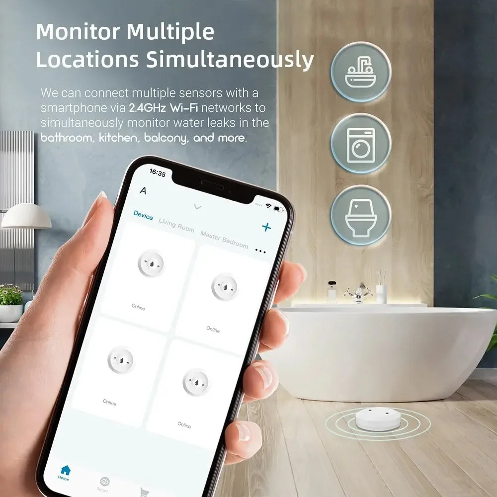 ZigBee Smart Water Immersion Sensor Leak Detector Flood Water Leakage Alarm App Smart Life Control Need Zigbee Gateway Vue