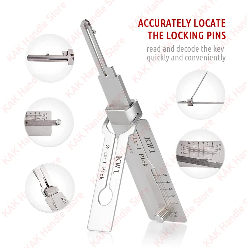KAK Stainless Steel Precision Tool 2 In 1 Key Decoder Hook & Pick Set O-ring Pickup Hand Tool Kit Maintenance Repair Tool Set Vue