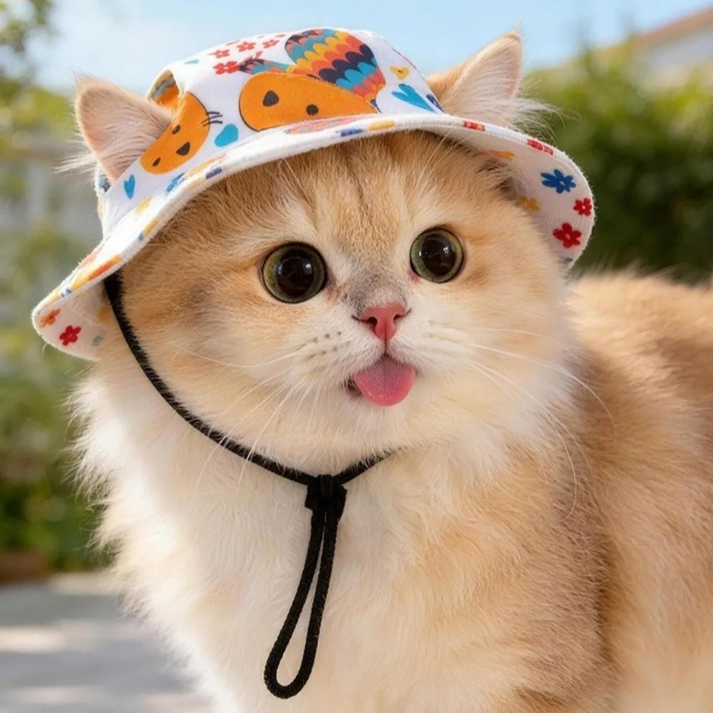 Cute Adjustable Dog Fisherman Hat Ear Exposed Comfortable Pet Sun Hat Breathable Pet Baseball Cap Photography Vue