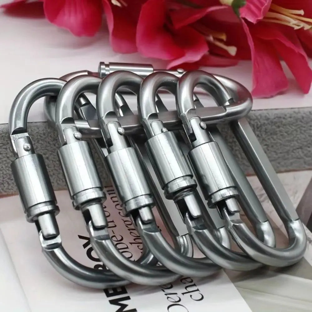6 Set Aluminum Alloy Carabiner Keychain Heavy Duty D-ring Snap Clip Bold Lock Climbing Tools For Unisex Outdoor Travel Tool Vue