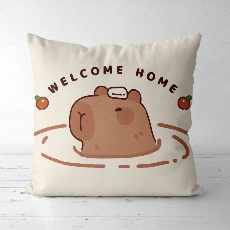 Cute Kapibara Capybara Cartoon Two-dimensional Pillowcase Children's Bedroom Sofa Cushion Cover Nap Pillow Cover Vue 6 45x45cm