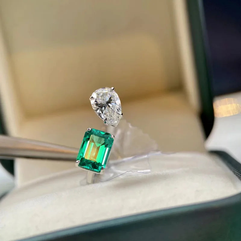 Huitan Green & White CZ Open Ring – Trendy Women's Jewelry Fashion Ring Vue