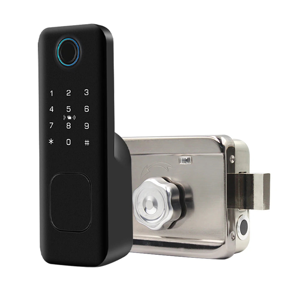 IP66 Smart Biometric Fingerprint & Bluetooth Digital Lock - HaHALock APP Control, RF/IC Card Access with Auto-Lock (Home/Office) Vue