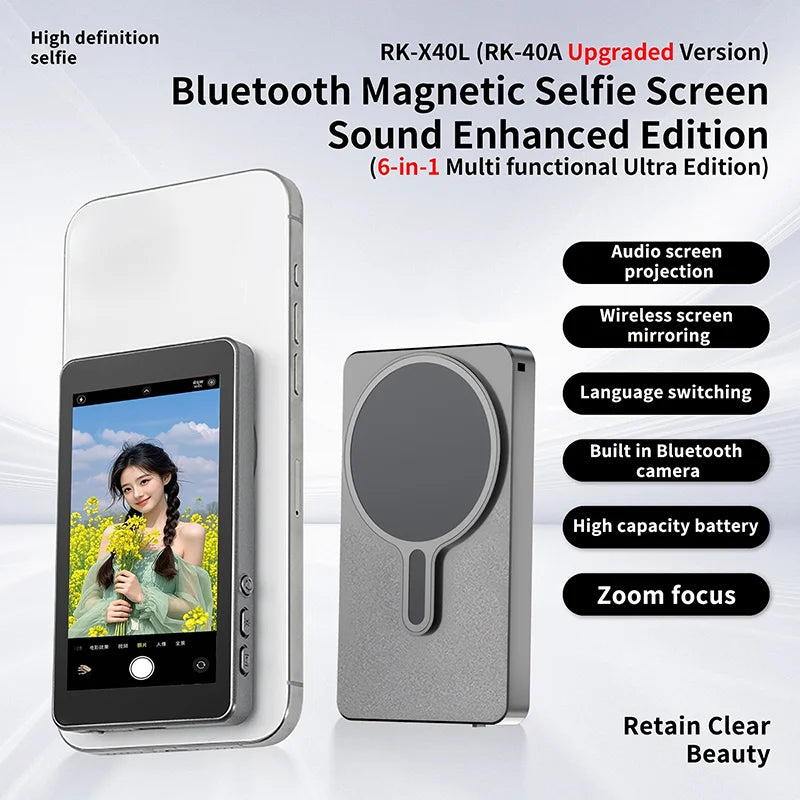 Upgraded X40L Magnetic Phone Vlog Selfie Monitor Screen for Phone Rear Camera for Selfie Rear Camera Compatible for Smartphone Vue