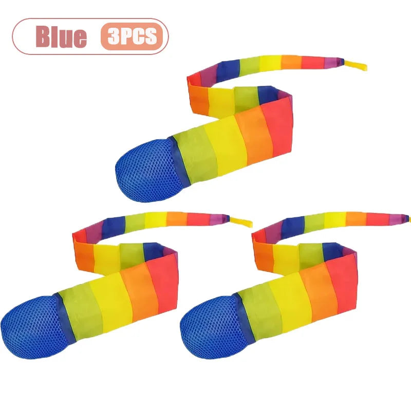 1-20PCS Rainbow Tail Throw Catch Ball Soft Colorful Playground Toy for Kids Adults School Training Gift Sports Durable Fun Vue Blue-3PCS
