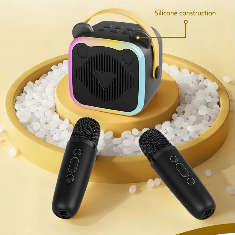 K10 Bluetooth Wireless Speaker With 2 Microphone RGB Light Outdoor Home Voice Change Karaoke Mini Speaker for Family Gifts Vue