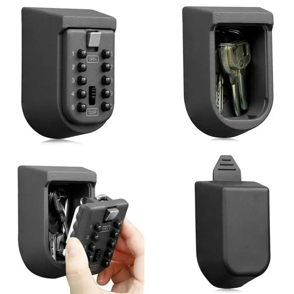 Wall Mounted Key Safe Storage Anti-theft Key Box With Combination Lock 10-Digital Password Weatherproof Cover Home Outdoor Use Vue Default Title