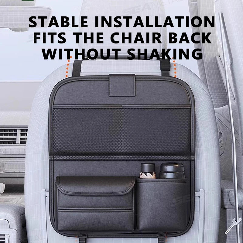 SEAMETAL Car Seat Back Storage Bag Large Capacity Multi-Pocket Backseat Organizer Foldable Dining Table Tablet Tray Hanging Bag Vue