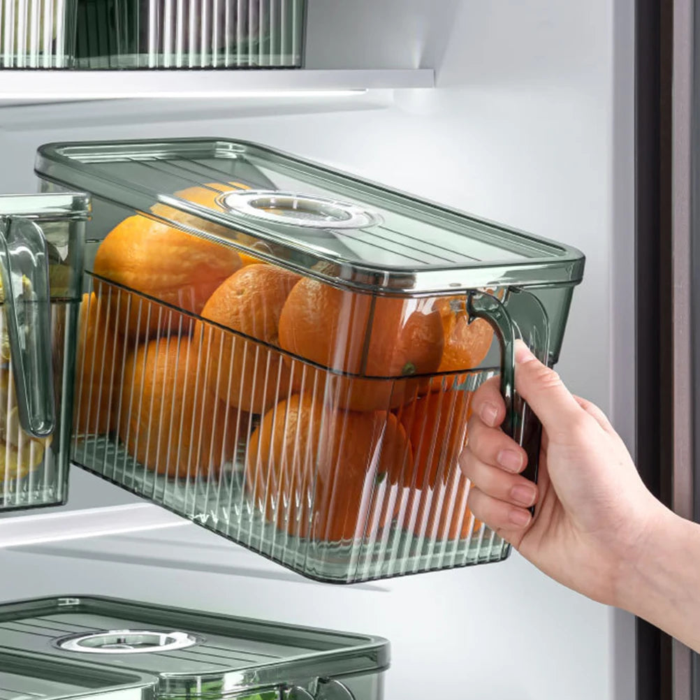 Kitchen Storage Containers with Time Recorder Lid Fridge Organizers Keep Fresh Food and Fruit Refrigerator Freezer Storage Boxes Vue