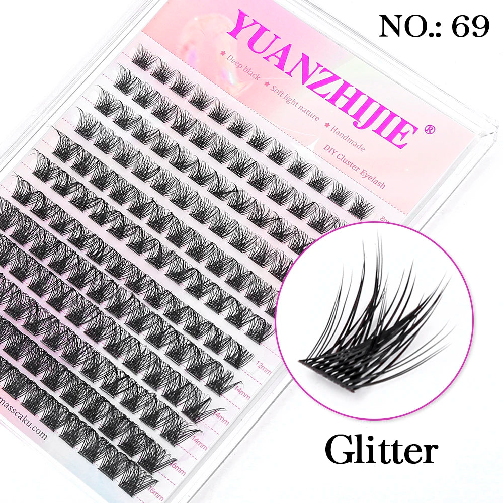 YUANZHIJIE DIY Eyelashes Extension 144PCS Individual Lashes Cluster C/D Curl 8-16mm&Mix Volume False Eyelash Makeup Tools Vue 69 D 0.07mm|MIX