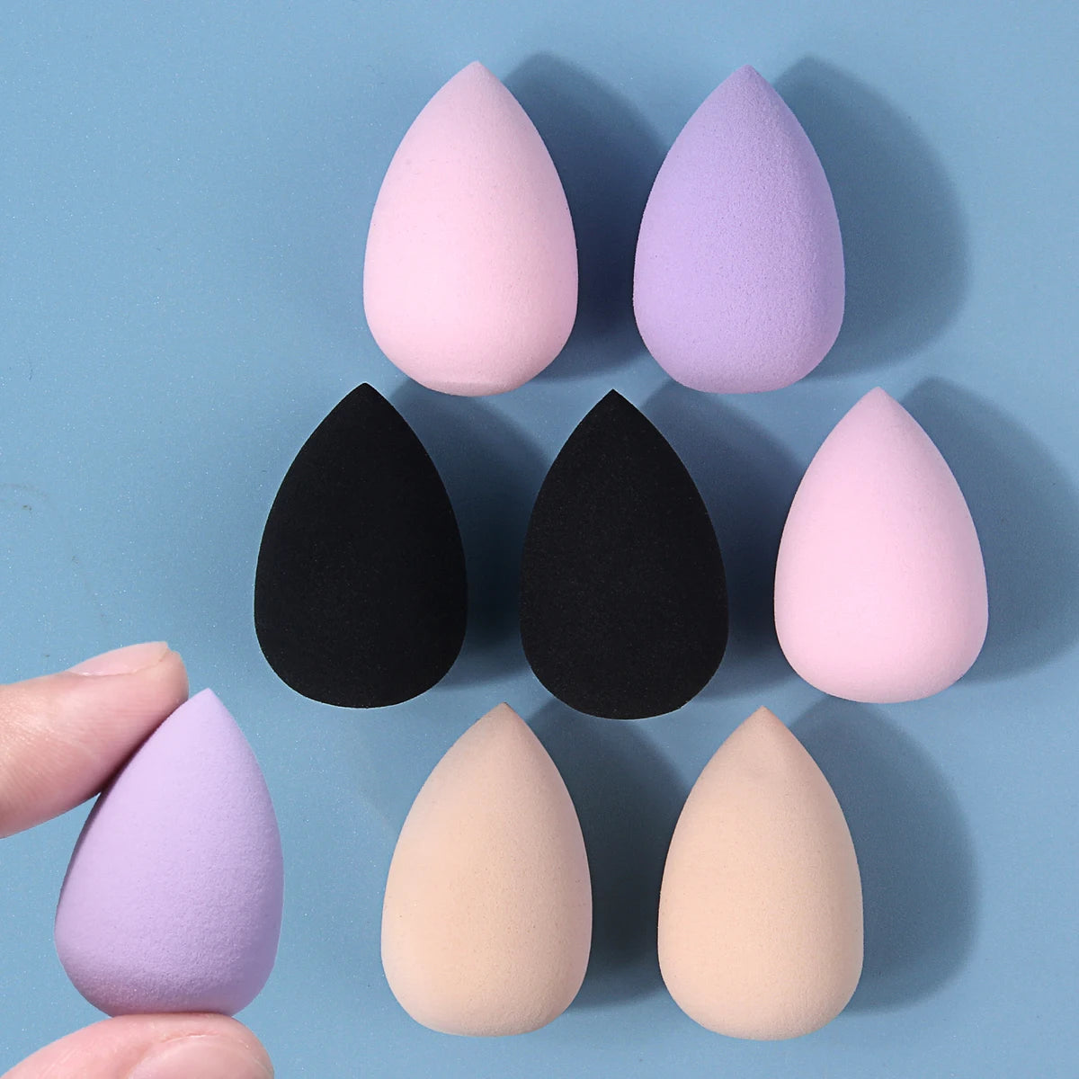 Mini 8PCS Teardrop Beauty Sponge Set Multi Color Small Makeup puff Soft Reusable Sponge For Concealer Under Eyes Detail Foundat Vue