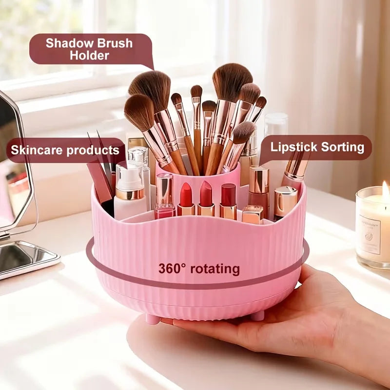 360° Rotating Makeup Organizer Multi-Functional Holder for Brushes, Lipsticks, Skin Care Products, and Stationery - Durable Vue