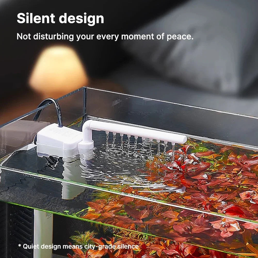 6-in-1 Aquarium Filter Built-in Water Purification Circulation Pump Silent Oxygen-Boosting Small Tank Filter Quiet Pump Vue