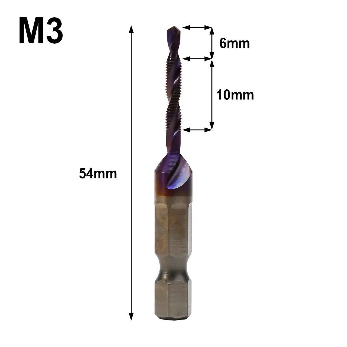 Titanium HSS 3-in-1 Compound Tap Drill Bit | M3–M10 Hex Shank Compound Tap Drill Bit Vue M3 China Mainland