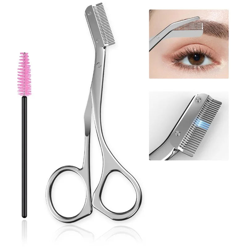 Stainless Steel Eyebrow Scissors with Eyebrow Comb High Quality Makeup Scissors Eyebrow Trimming Knife Hair Remover Shaver Tool Vue