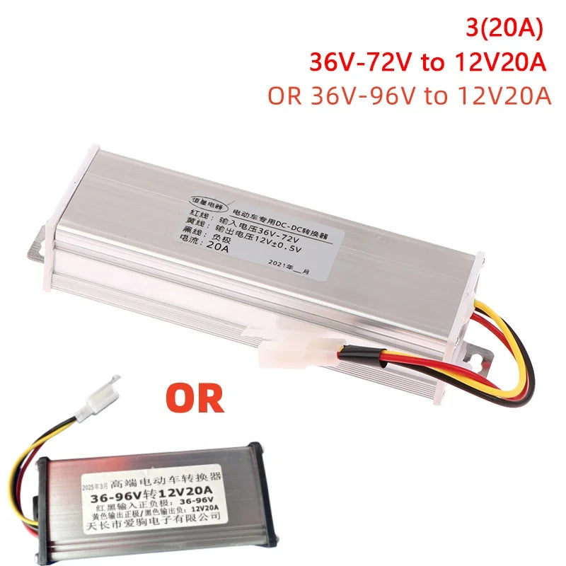 1PCS Electric Power Transformer DC 36/48/60/72V To 12V 10A 15A 20A 180W Electric Vehicle DC Converter Vue 20A