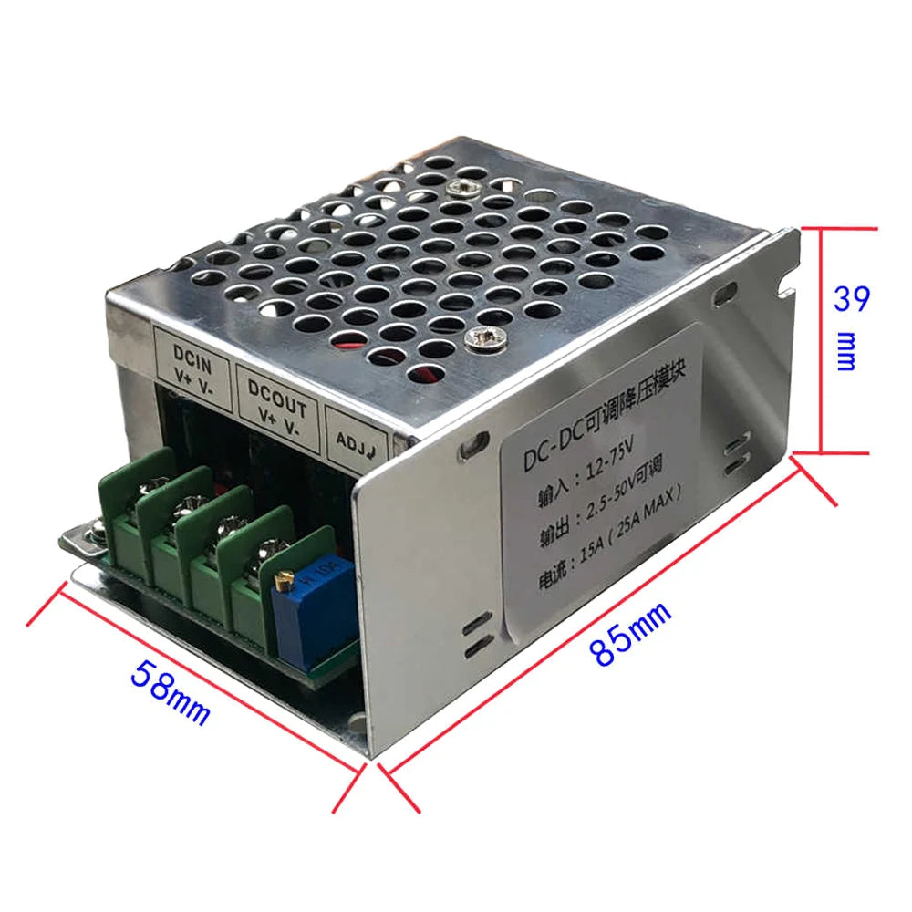 DC-DC Buck Power Supply Module DC12-75V to DC2.5-50V Adjustable Step Down Solar Wind Voltage Regulator 15A Vehicle Power Module Vue